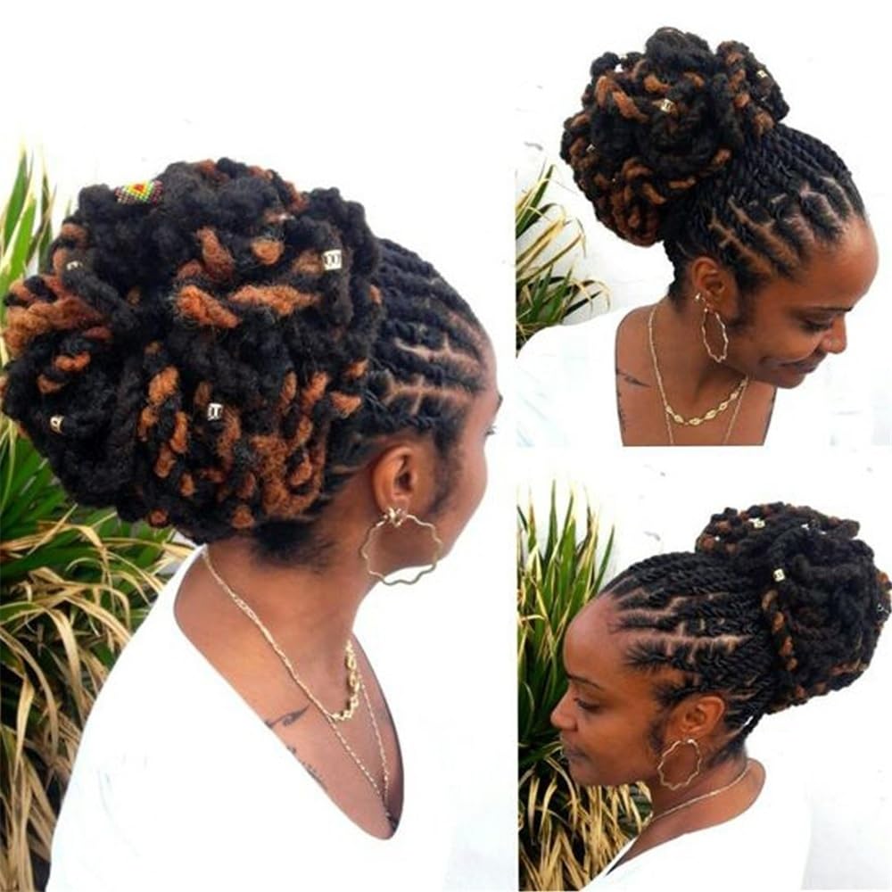Syntetyczny DreadLock Afro Puff Hair Bun Chignon Sztuczne loki Clip In Sznurek Kucyk Ogon Kawałki włosów (4-27-30)