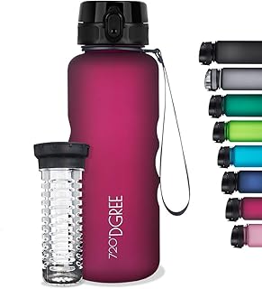 720°DGREE Gourde, Bouteille d’Eau “uberBottle“ – 350ml, 500ml, 650ml, 1l, 1,5l +Fruit-Infuseur - Étanche, Anti-Fuite, Légère - Idéal pour École, Sport, Fitness, Gym, Travail - Réutilisable & sans BPA