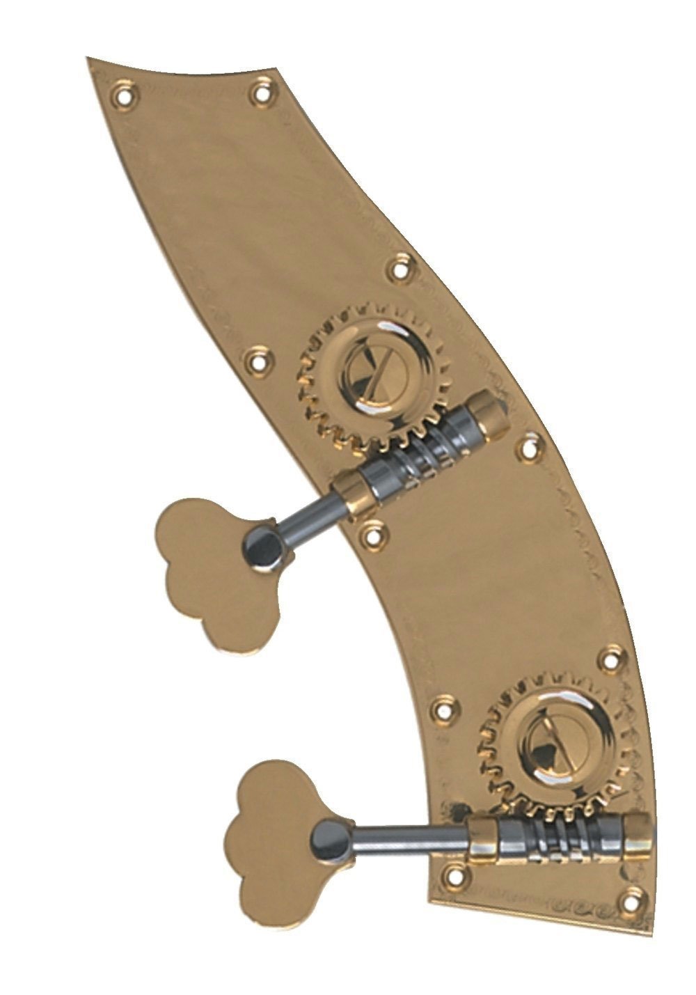140-100-a Bassmechanik, Mechanik für Kontrabass, Tiroler Form 4/4 und 3/4 Größe, 2-teilig, 4-saitig, Messing Antik, Made in Germany
