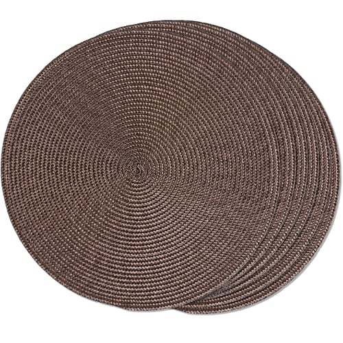 FunWheat Lot de 6 Sets de Table Ronds tressés pour Tables de Salle à Manger, lavables, antidérapants, 38,1 cm (Marron, 6 pièces)