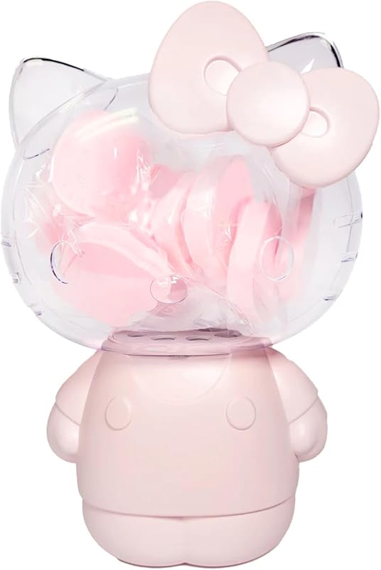Impressions Vanity Hello Kitty Juego de esponjas de maquillaje de 12 piezas con contenedor, aplicador de esponjas faciales sin látex para aplicación de belleza, polvo, crema, corrector