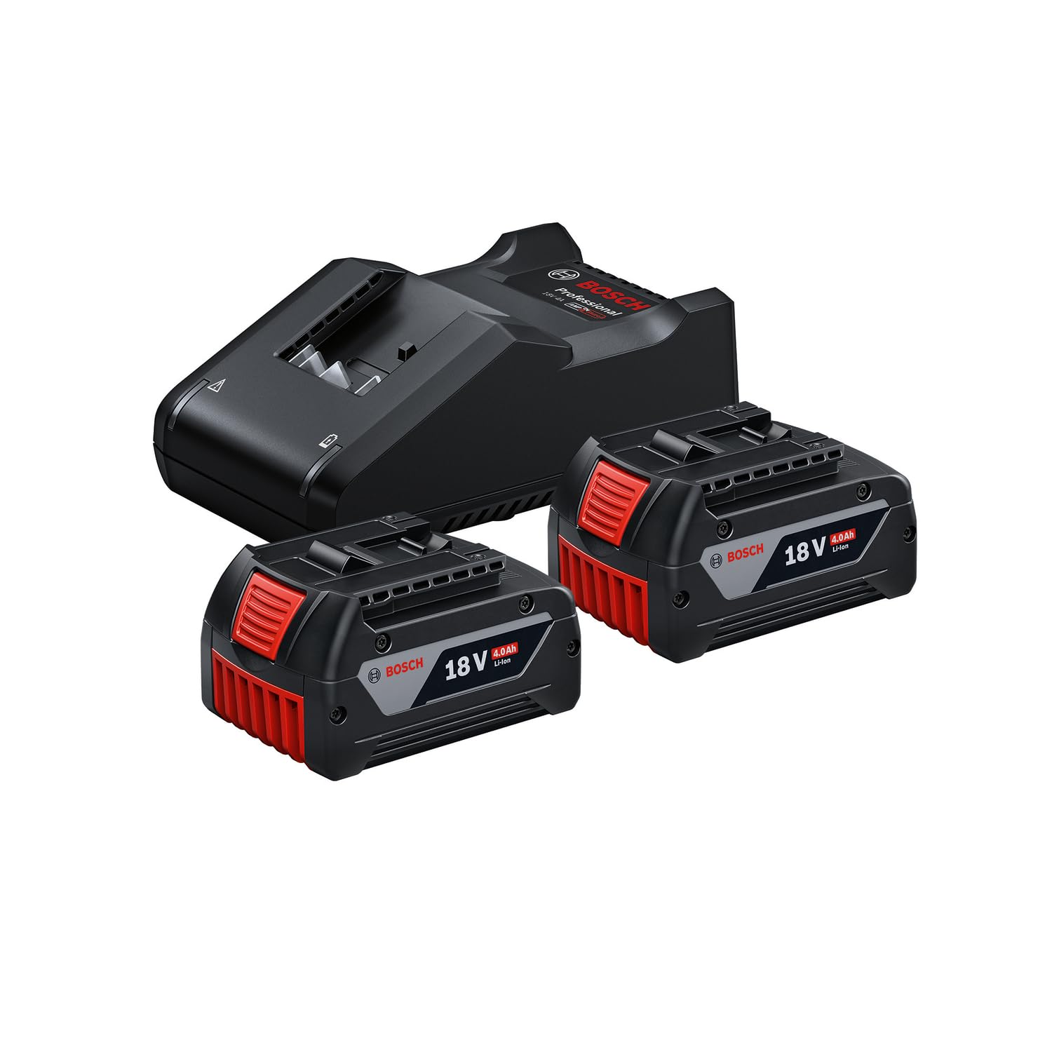 Bosch Professional 18V System set inicial de baterías: 2 baterías GBA 18V 4.0Ah + cargador rápido GAL 18V-40
