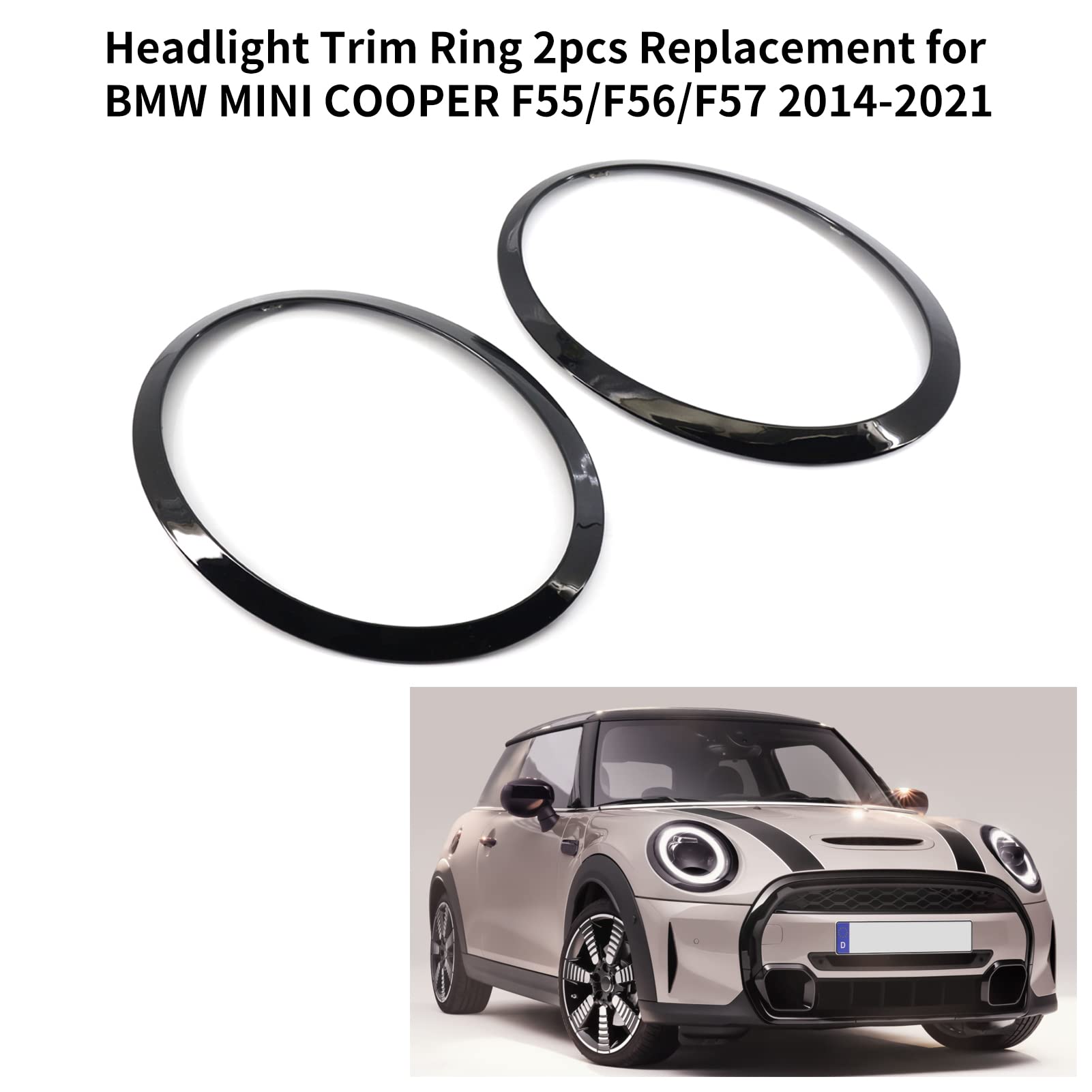 Karlak Scheinwerfer-Zierring 2 Stück Ersatz für F55/F56/F57 2014-2021 OEM 51137300631, 51137300632, 51712355791, 51712355798
