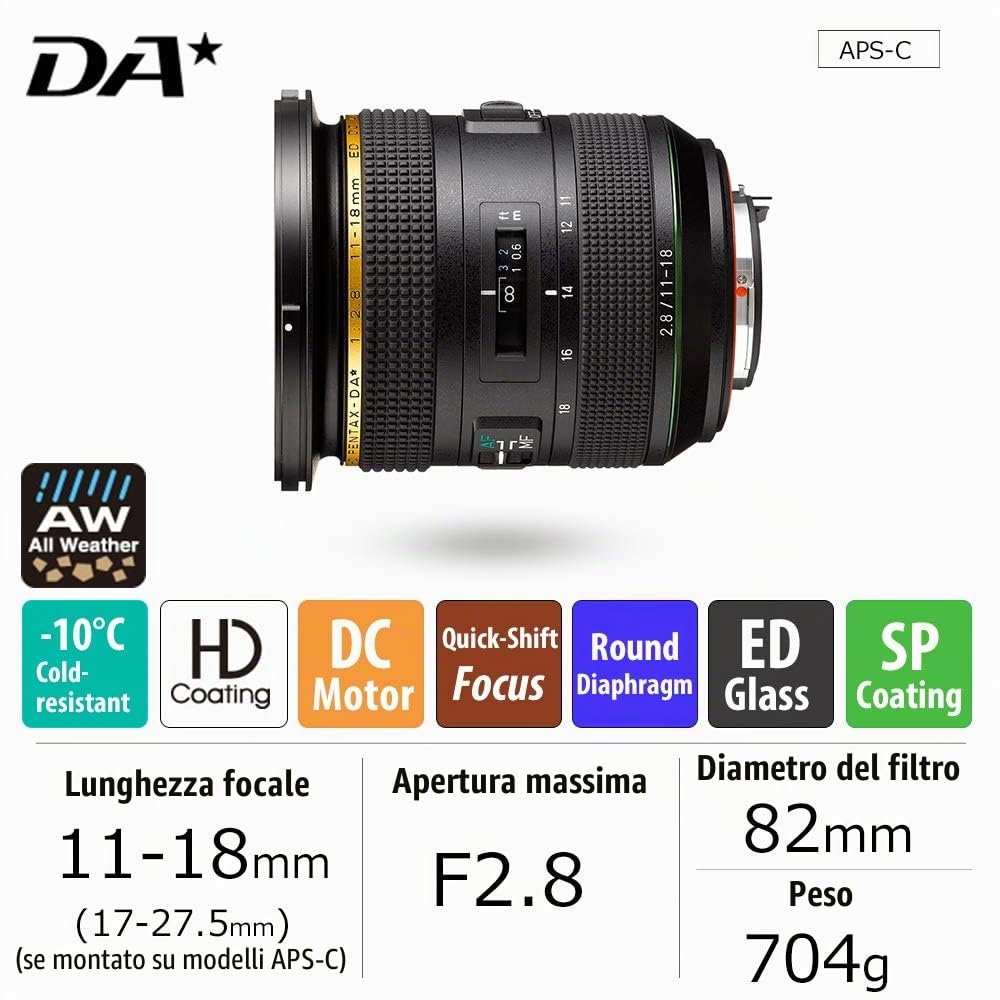 PENTAX Objectif 11-18mm f/2.8 DA HD ED DC AW