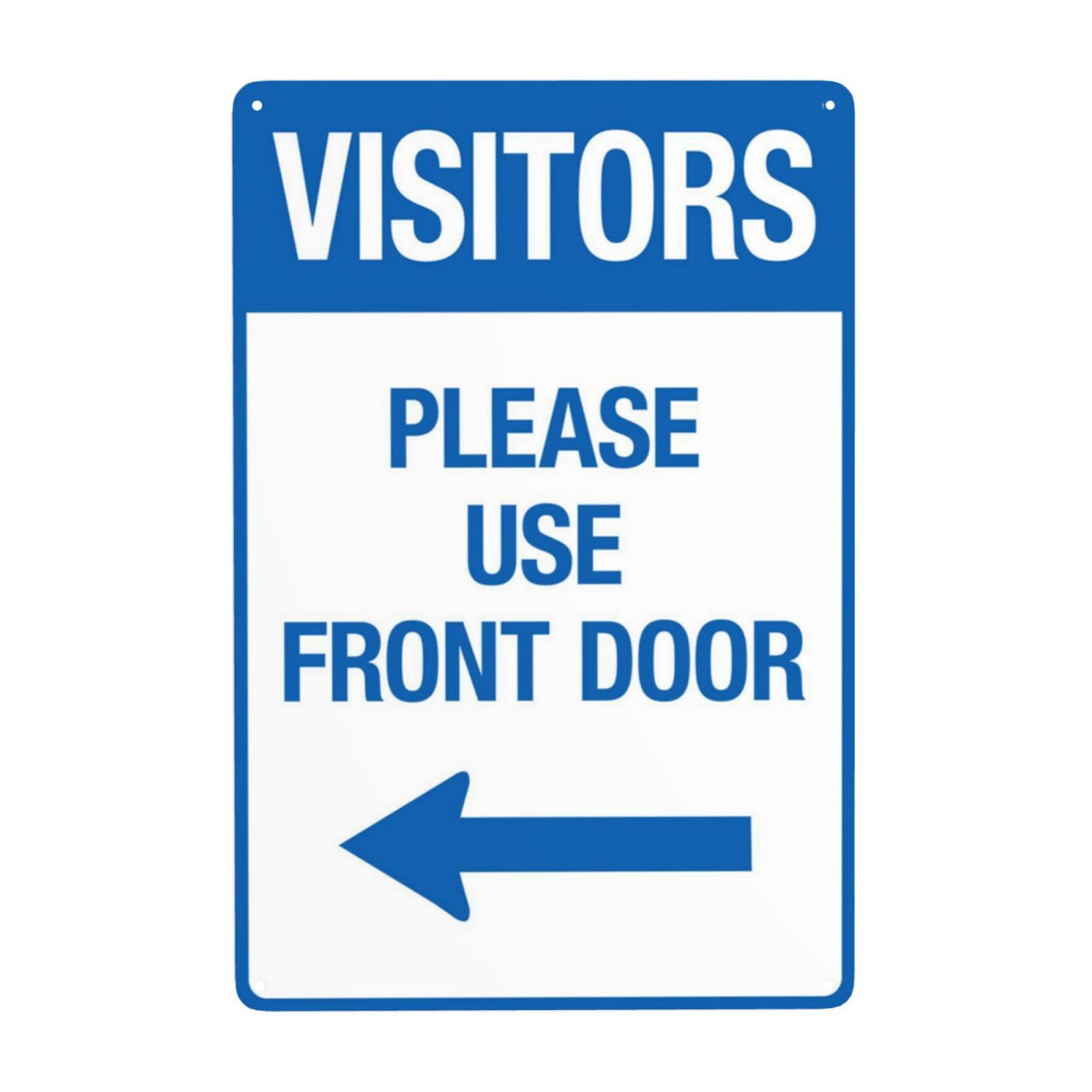 Visitors Please Use Front Door Vintage Metal Notice Safety Wall Decor 12x8 Inch