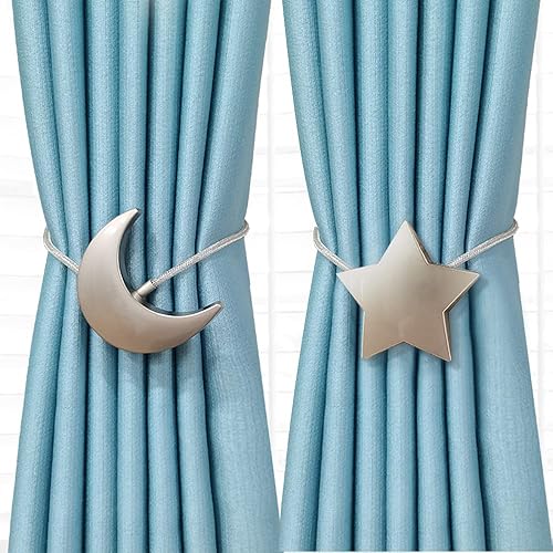 canjuxk Paquete de 2 lazos de cortina lazos magnéticos para cortinas cortina de estrella y luna cortina decorativa de cuerda para cortinas color