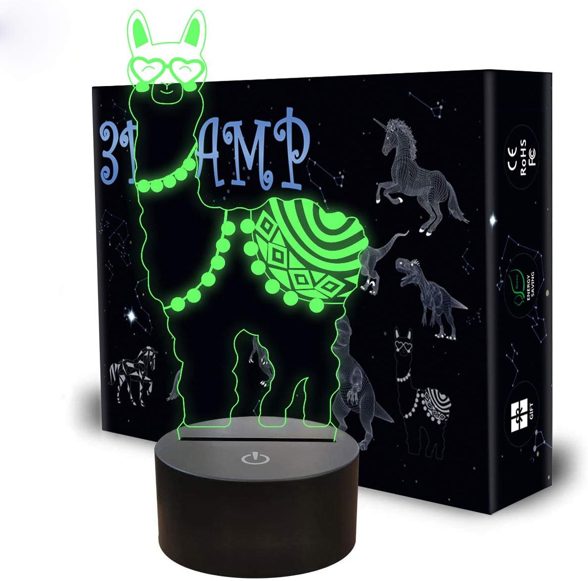 3D Illusion Lamp, Alpaca Llama Lamp 3D USB Night Light 7 Colors Change with Touch Control Home Bedroom Decor, Christmas Birthday Gifts for Girls Kids by QpenguinBabies