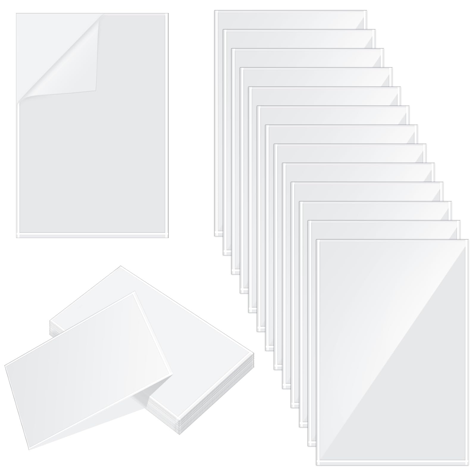 Gueevin 100 Pcs 4 X 6 Inch Adhesive Sheet Protectors Clear Plastic