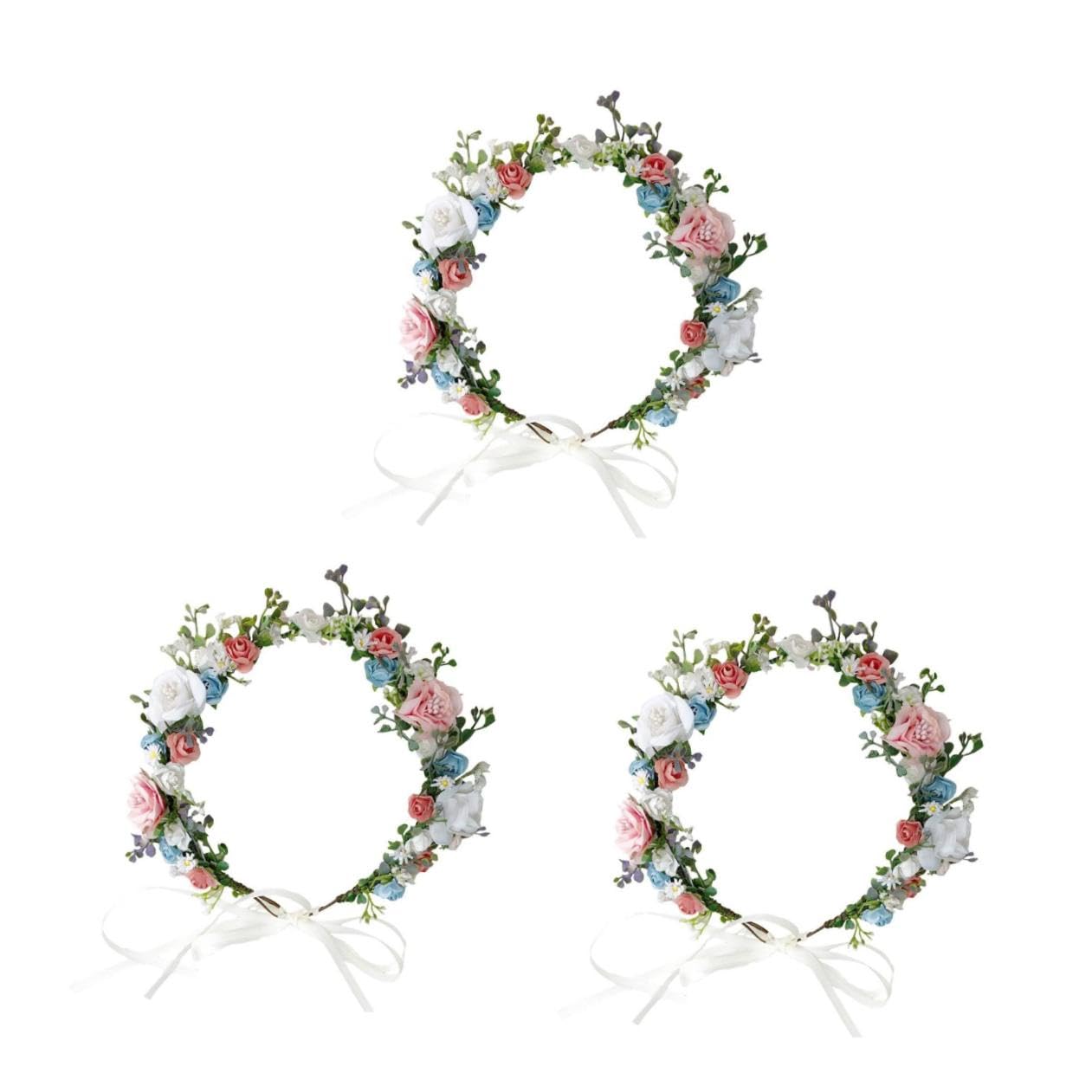 SHERCHPRY 3pezzi Flower Headband for Brides Wedding Floral Accessory for Ceremonies Parties and Photoshoots