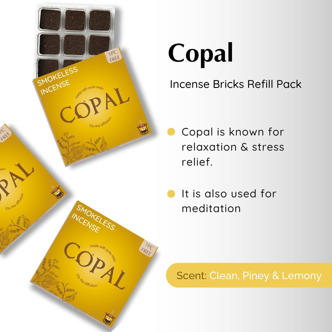 Aromafume Incense Bricks Refill Pack – Frankincense (27 Bricks) & Copal (27) | Made with Pure Frankincense from Somaliland & Protium Copal from Mexico | Ideal for Prayer, Meditation, Spiritual