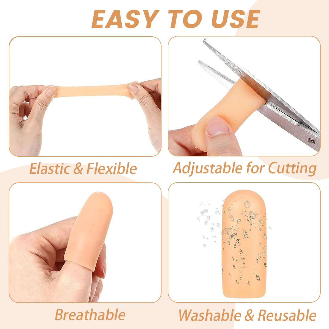 10 pcs protège-doigts en silicone, Protection du bout des doigts Imperméables, Protection du pouce, Protection des doigts en cas de blessure des mains, Convient au pouce(Couleur chair)