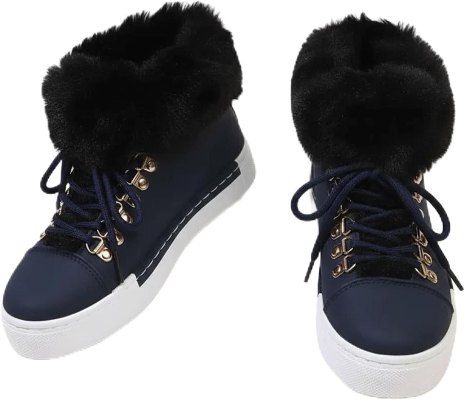 Women'S Flat Lace-Up Snow Ankle Boots Fashionable Winter Warm Thick-Soled Non-Slip Plush Lined Work Boots Comfortable Casual Snow Boots