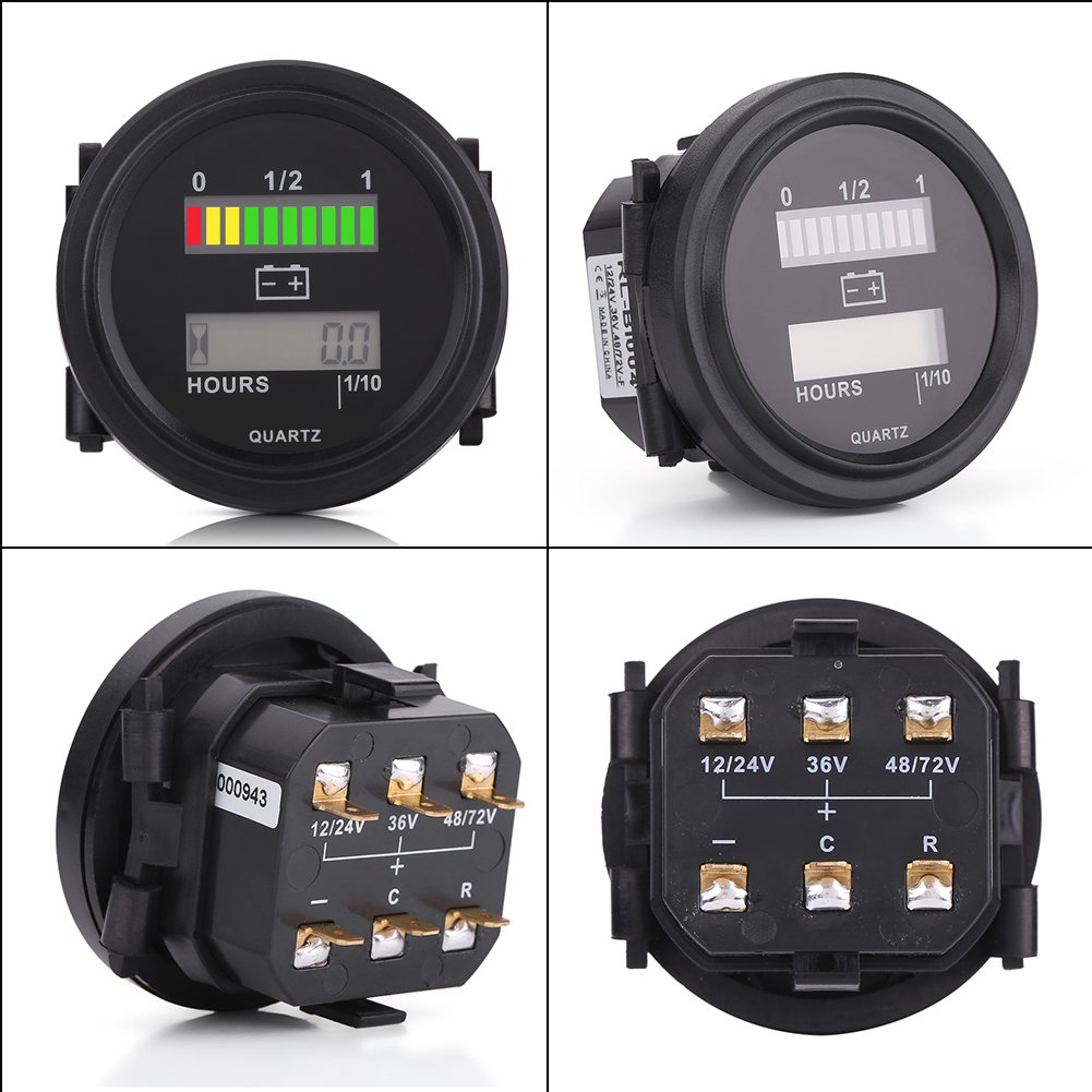 Indicador LED de batería digital, indicador de batería LED de 12V / 24V / 36V / 48V / 72V con medidor de horas para carros de