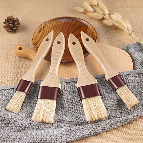 Image of Pastry Brushes for Baking Basting Brush with Boar Bristles and Beech Hardwood Handles Culinary Oil Brush for Barbecue Butter Grill BBQ Sauce Baster Marinade Kitchen Food Cooking Brushes (1 inch)