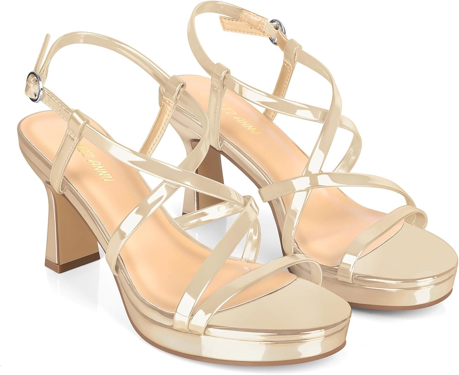 PIZZ ANNU Women's Vela Platform Heels Sandals Chunky Block Comfort Strappy Slingback Open Toe Heeled Sandals with Buckle Ankle Strap for Wedding Party Dress Pump Shoes - Image 4