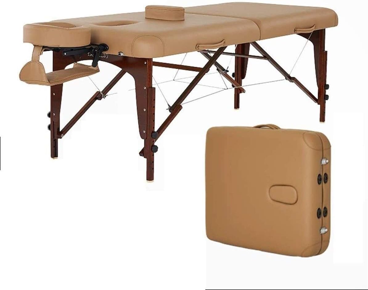 LMCYP Lightweight Portable 2-Section Folding Massage Table Professional Massage Bed Lash Bed with Head-& Armrest