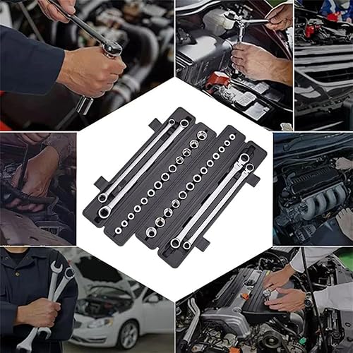 Miniatura 7 de WEJDYKG Juego de 15 llaves de trinquete ajustables, llave de cabeza flexible ajustable de 180, juego de llaves de trinquete de cabeza ajustable,