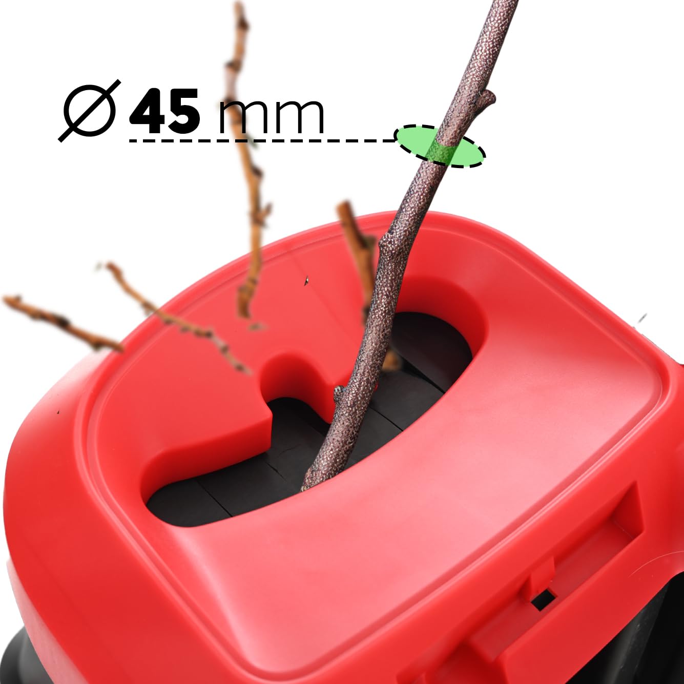 LEHMANN Gartenhäcksler elektrisch, Messerhäcksler für Äste bis 45mm, Laubhäcksler & Holzhäcksler mit 45 L Fangkorb und Zubehör, SK5 Stahlmesser, Transporträder, Sicherheitsschalter, Schwarz