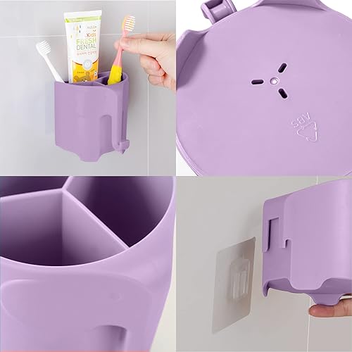 Miniatura 4 de Soporte para cepillos de dientes para niños, lindo soporte para cepillos de dientes de elefante para niños, soporte para pasta de dientes para baño,