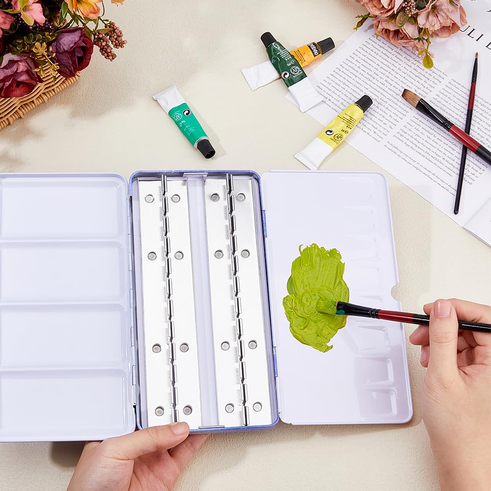 DICOSMETIC Palette de Peinture à L'Aquarelle Vide Boîte de Fer Portable Boîte en Métal de Voyage avec Couvercle pour la Peinture Acrylique et à l'huile Plateau: 21.2x10.6x1.4cm