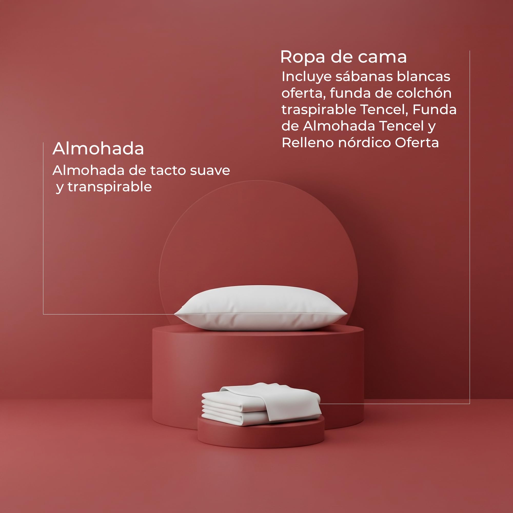 MAXCOLCHON Pack Universitario de Descanso Completo con Colchon Viscoelastico y Base Tapizada Partida para Dormitorios de Estudiantes, Incluye Almohada y Ropa de Cama Blanca, Gris (135x190 cm)