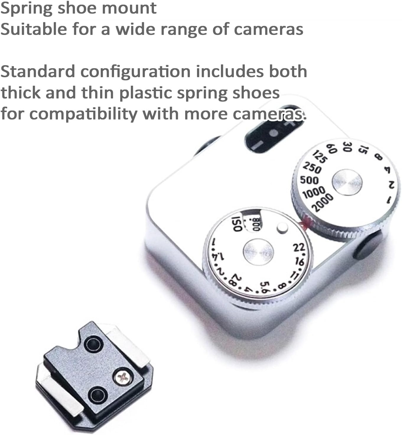 Camera Light Meter, Photographic Light Meters, Adjustable Boot seat Position Design, 30° Average Exposure Metering, with Leather Case, for Vintage Cameras Photography(Silver)
