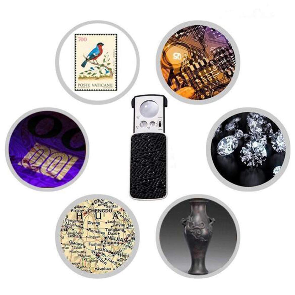 Loupe De Poche éclairante 30X/60X/90X - Avec LED Et Lampe UV, Télescopique, Pour Bijoux Et Lecture