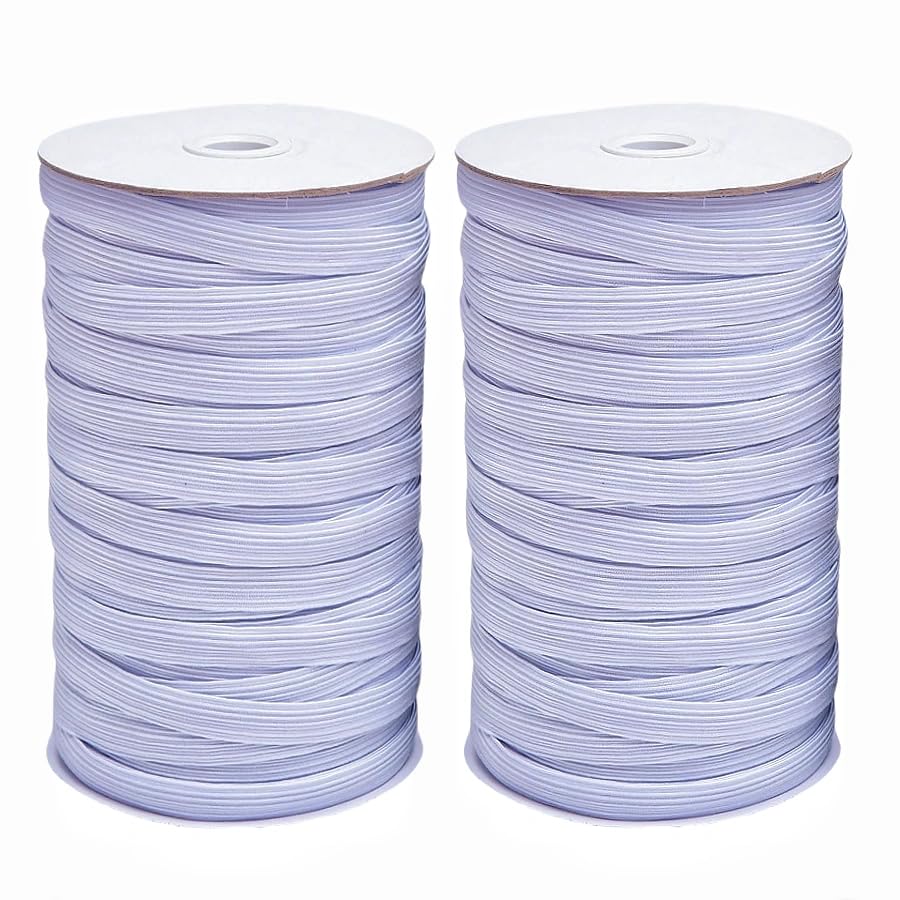 Magnoloran Elastic Band for Sewing, 1/4 Inch 160 Yards Elastic for Sewing White Elastic Elastic Straps Flat Elastic Cord Knit Elastic Ribbon Stretch
