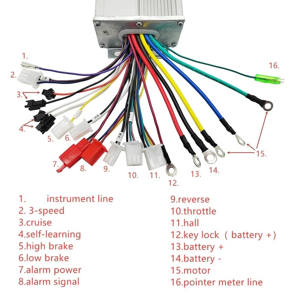 Centralina Monopattino Elettrico 36V/48V 60V 500W Controller Ebike Bicicletta Elettrica Modalità Doppia Senza Spazzole for Bici Elettrica/scooter/ciclo
