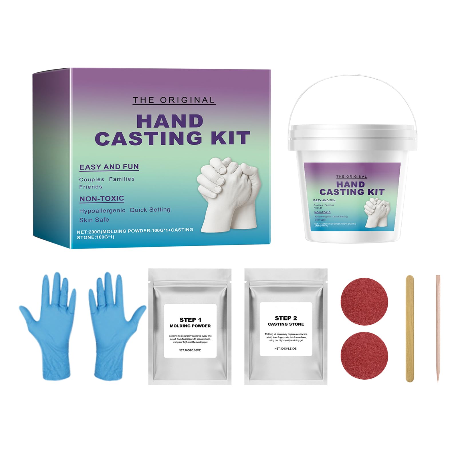Genérico Kit Para Moldeado De Manos - Kit Para Esculturas En Yeso De Parejas Con Guantes Incluidos,Set Artesanal Romántico Para Bodas, Cumpleaños Y Regalo Para Ella Como Recuerdo Personalizado