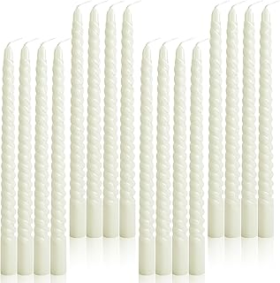Jeffbaubl 16 PCS Spiral Taper Candles,10 Inch Dripless Twisted Candles,White Spiral Candle Twisted Candlesticks,Long Unscented Candle Sticks for Dinner Wedding Party Home Decoration