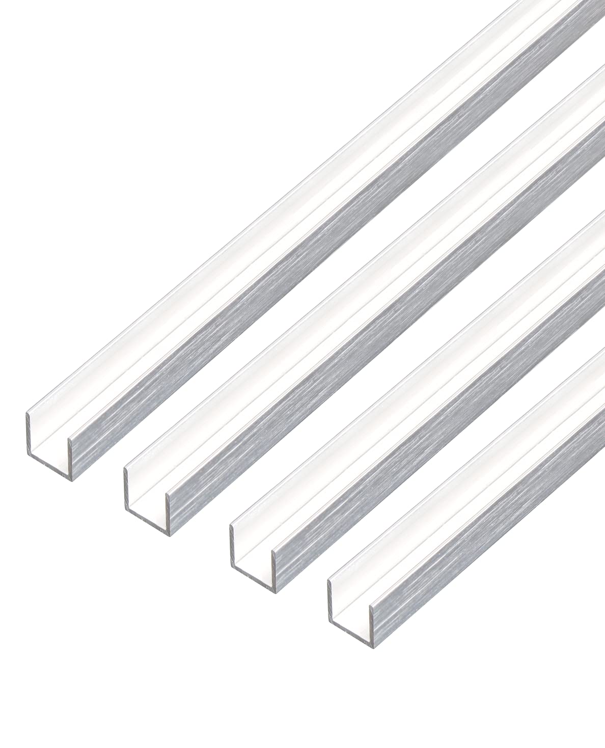 Alberts 499525 U-Profil | Aluminium, edelstahldesign, hell | 1000 x 10 x 15 mm | 4er Set