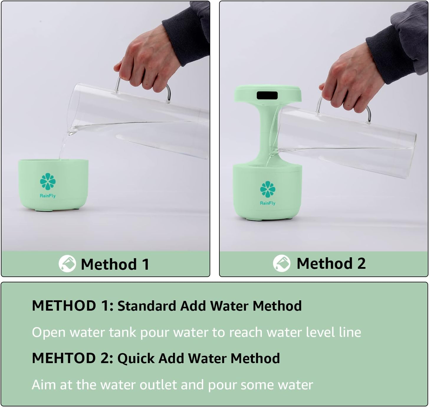 Rainfly Warm Mist Humidifier for Bedroom, Office, Desktop, 800ML Water Tank, Anti-Gravity, Touch Control, Automatic, White, Plastic