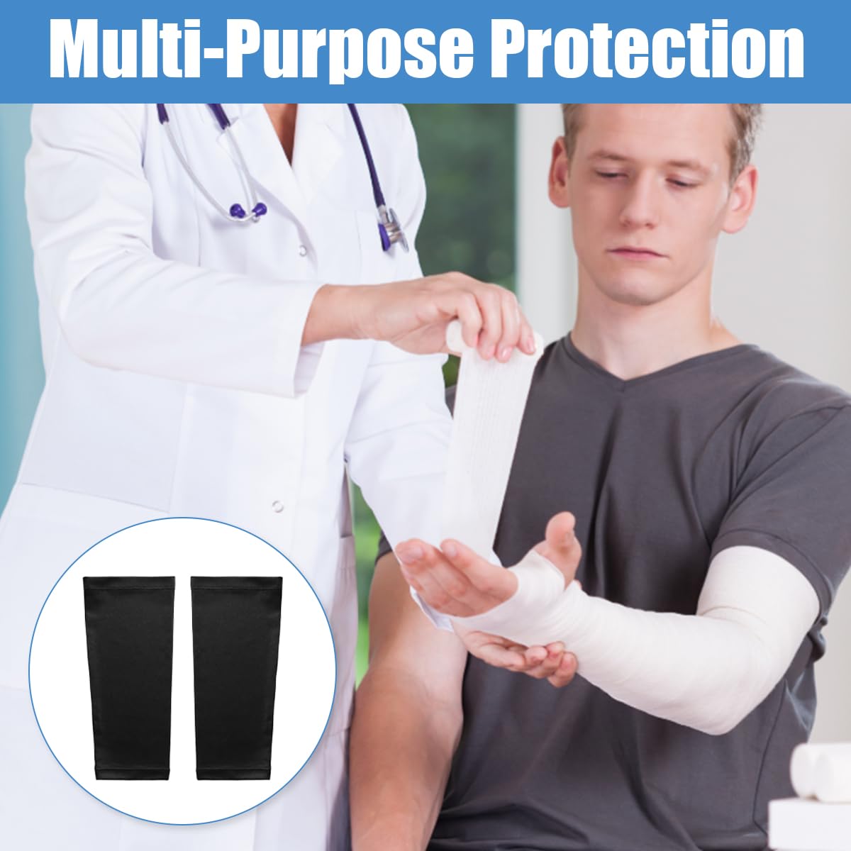 Jinsion 4 Pezzi Protezione per Gesso Braccio, Manicotto per Proteziona | Elastico Cover per Braccio Cast Sleeve Protective, Fascia Braccia Copri in Tessuto Traspirante, per Protezione per le Braccio