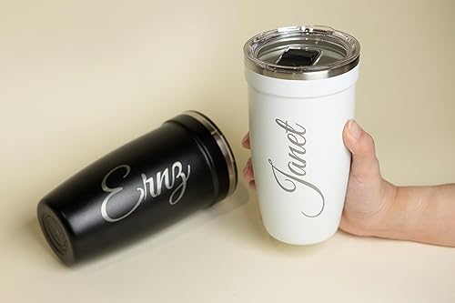 Miniatura 6 de Vaso aislado con nombre vertical personalizado, 16 onzas, taza de viaje de acero inoxidable con tapa deslizante, regalo personalizado (ónix)