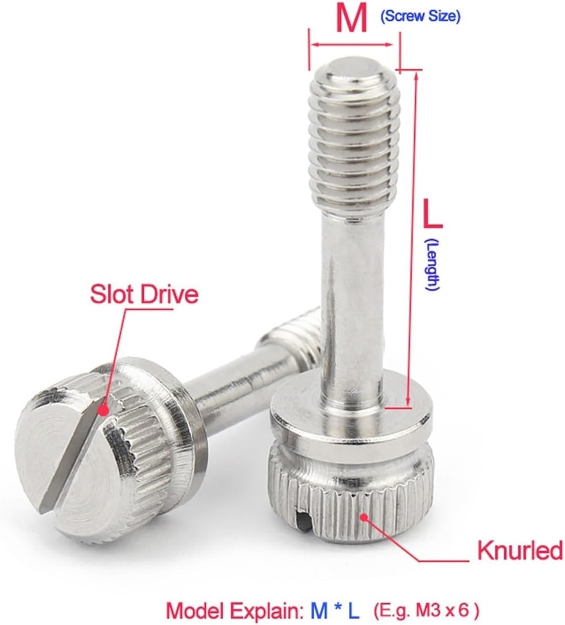 HErtL High Strength Screws,304Stainless Steel Gb839 Slotted Hand Screw One-Word Slot Hand-Tighten Anti-loosening Knurled Thumb Screw(16mm,M4 (5Pcs))