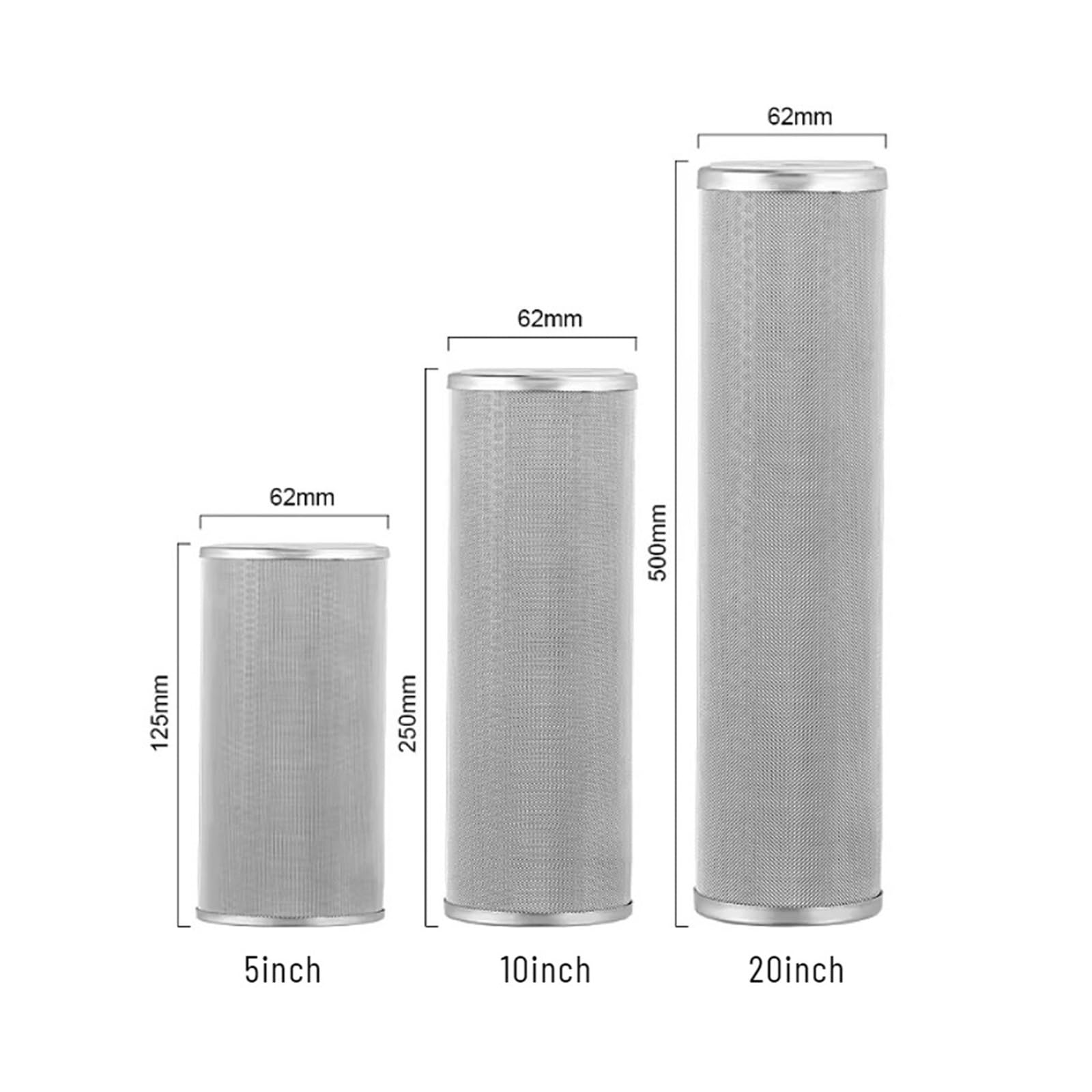 Cartucho De Filtro De Malla De Acero Inoxidable De 5/10/20" | Núcleo de retrolavado reutilizable, for filtración de toda la casa, repuestos(20inch-5microns)