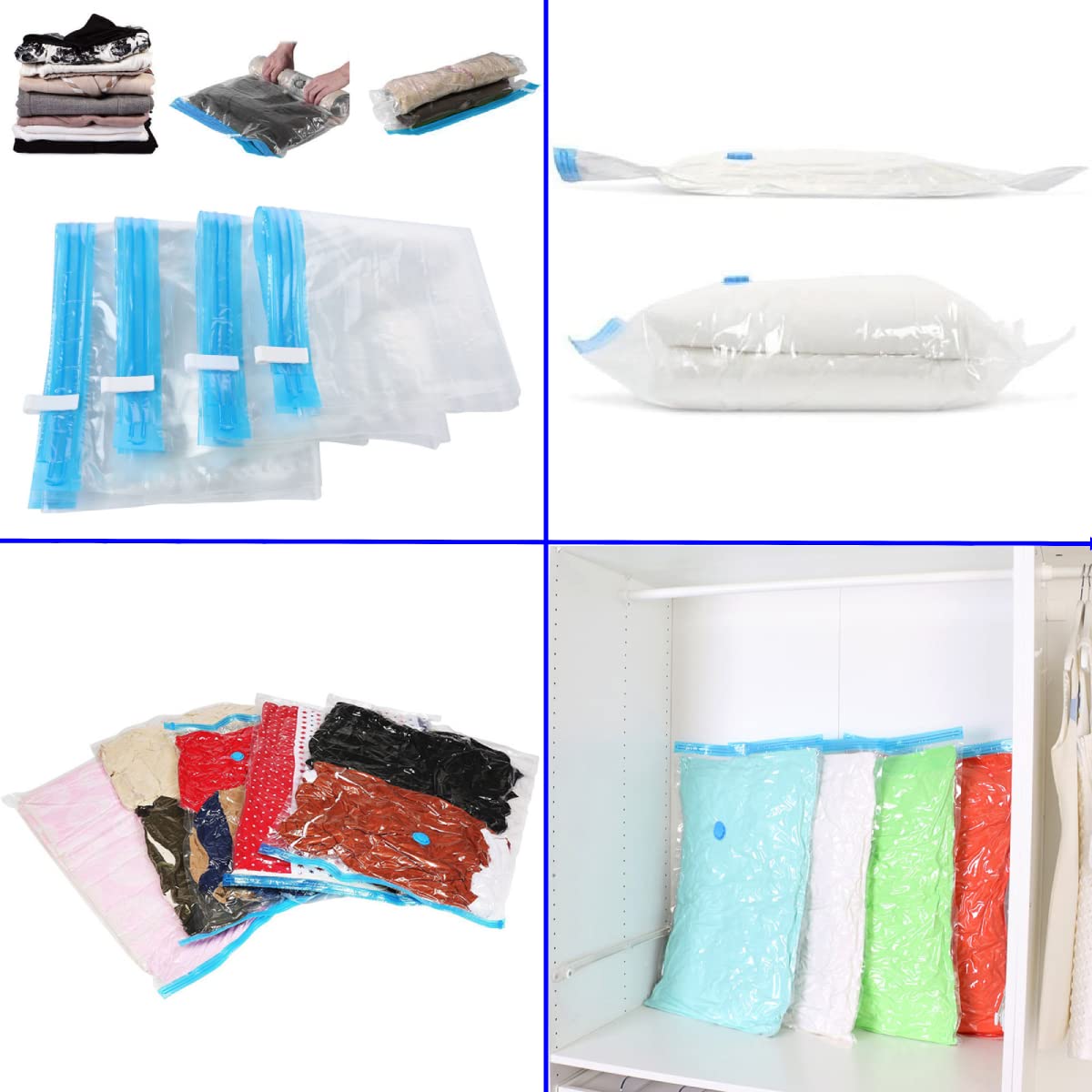 Set mit 60 Vakuumbeuteln, große Vakuumbeutel, für Reisen, Staub und wasserdicht, 40 Stück S 40 x 60 cm, 10 Stück M 50 x 70 cm und 10 Stück XL 70 x 90 cm