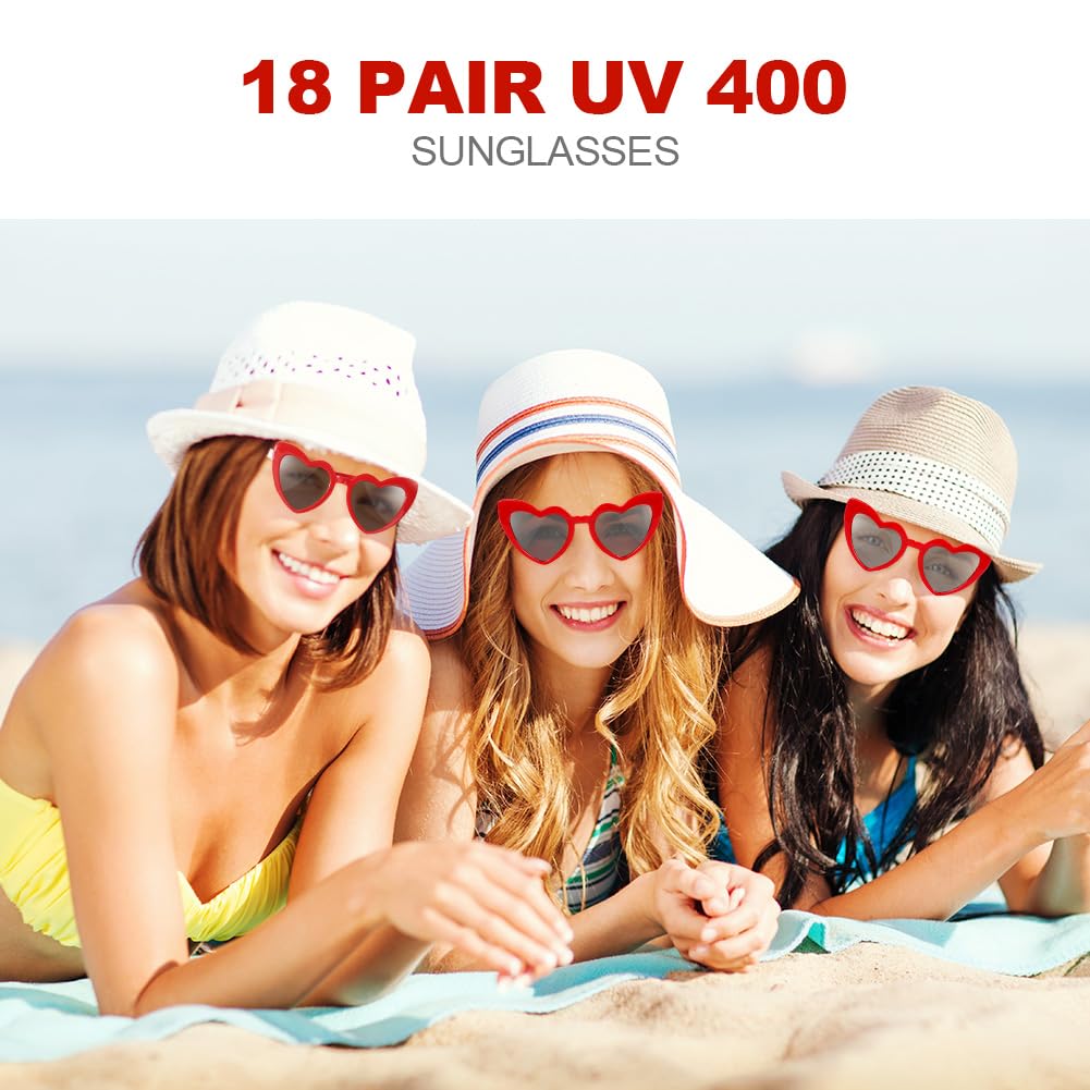 Ainiv Occhiali da Sole a Forma di Cuore, 2 Paia di Occhiali Vintage Cat Eye Love, Protezione Solare UV400 e Protezione UV Lenti Grigie Nere, per Donna Uomo Bambini Party