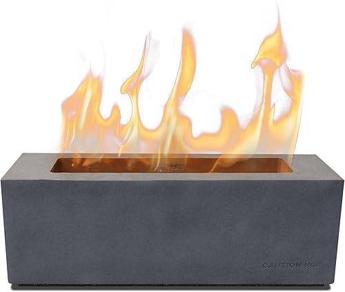 Kante Chimenea rectangular de mesa de 11.8 pulgadas de largo, chimenea de mesa de hormigón, cuenco portátil con alcohol para frotar para interiores