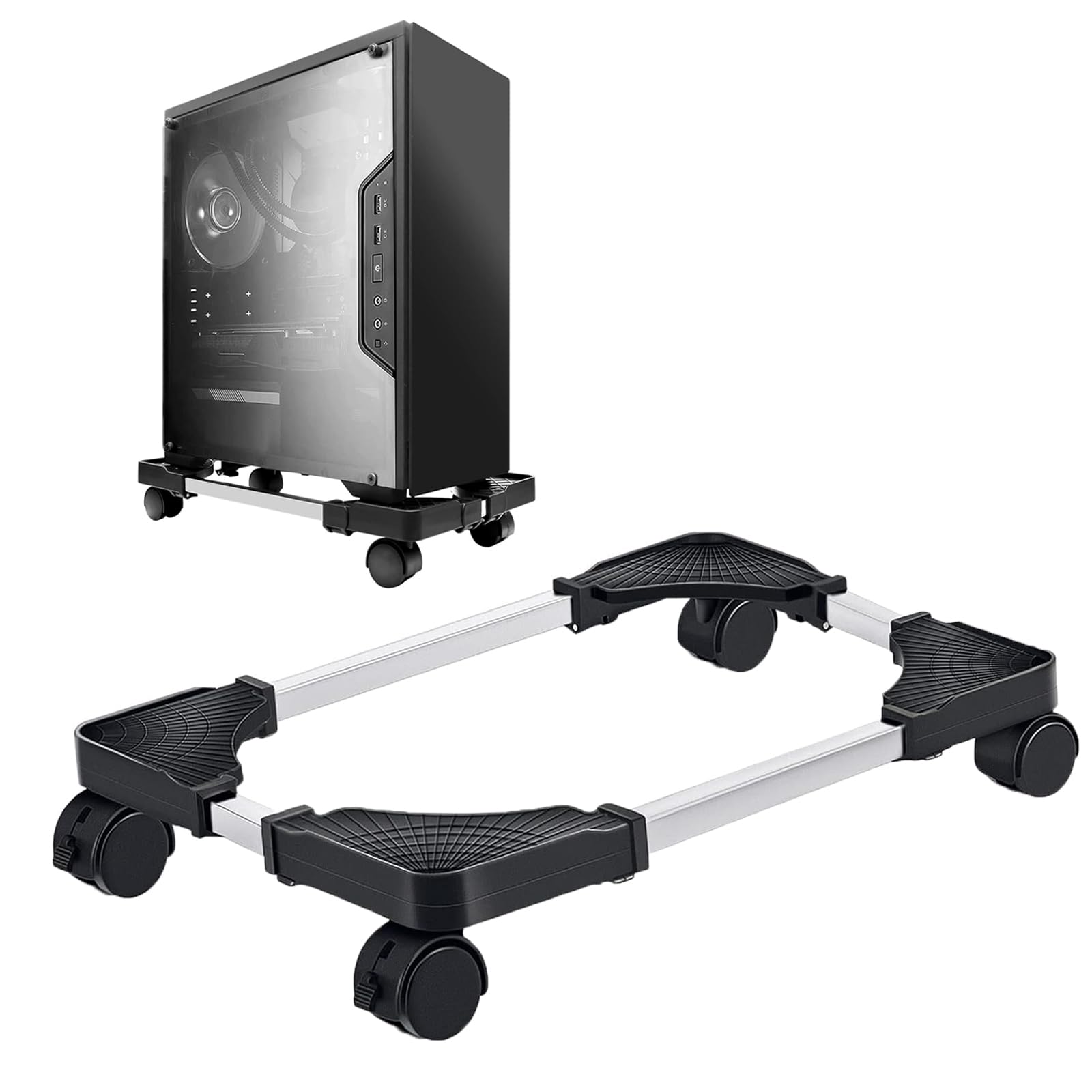 soporte de PC para torre ajustable, soporte universal móvil para juegos en casa y oficina