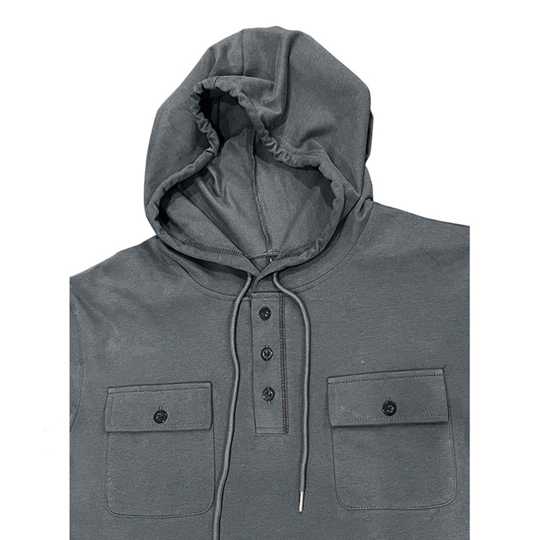 Felpa Uomo con Cappuccio Maglietta a Manica Lunghe con Cappuccio Pullover Leggera Maglia da Uomo Casual CS43