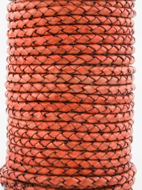 Round Bolo Leather Cord 5.0 MM (Orange Natural, 10 Meter)