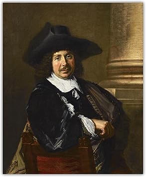 Amazon 不織布キャンバスに複製された有名な絵画 フランス ハルス 画家の肖像 1650年代初頭 モダンウォールキャンバスアート54x45cm 22x18in フレームなし ウォールステッカー オンライン通販