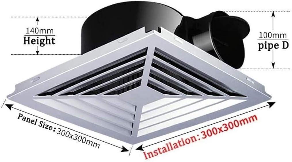 Ventilation Fan, White Square Ceiling or Wall-Mount Exhaust Fan, Very Quiet Ceiling Bathroom Exhaust Fan