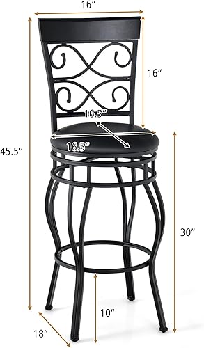 Miniatura 2 de Safeplus Juego de 2 taburetes de bar de 30 pulgadas de altura de mostrador, 360 grados, giratorios, retro, altos, de metal, con asiento acolchado de