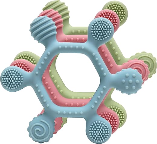 OKONKN beißring baby spielzeug 3er-Set beissring baby Zahnungshilfe Baby Bpa-Frei Silikon Baby Zubehör Für Jungen Und Mädchen baby spielzeug 4 monate+