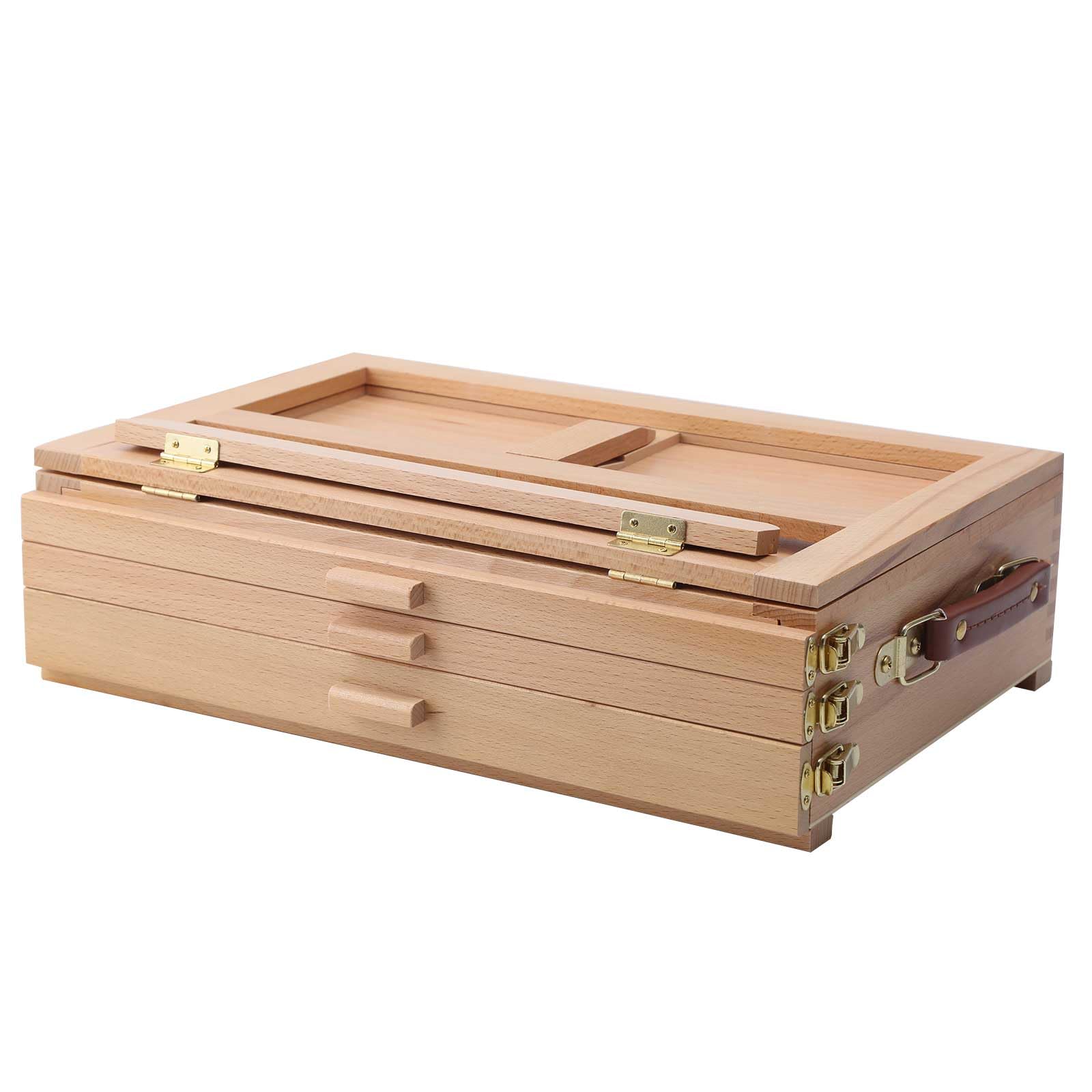 Wooden Desktop Easel Organiser with Adjustable Artist Box, Storage Drawers & Portable Sketching Tabletop Easel for Art Supplies