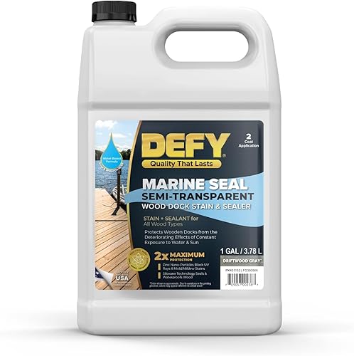 Marine Seal Wood Dock Stain & Sealer - Tinte semitransparente para puertos deportivos, muelles de barcos y muelles