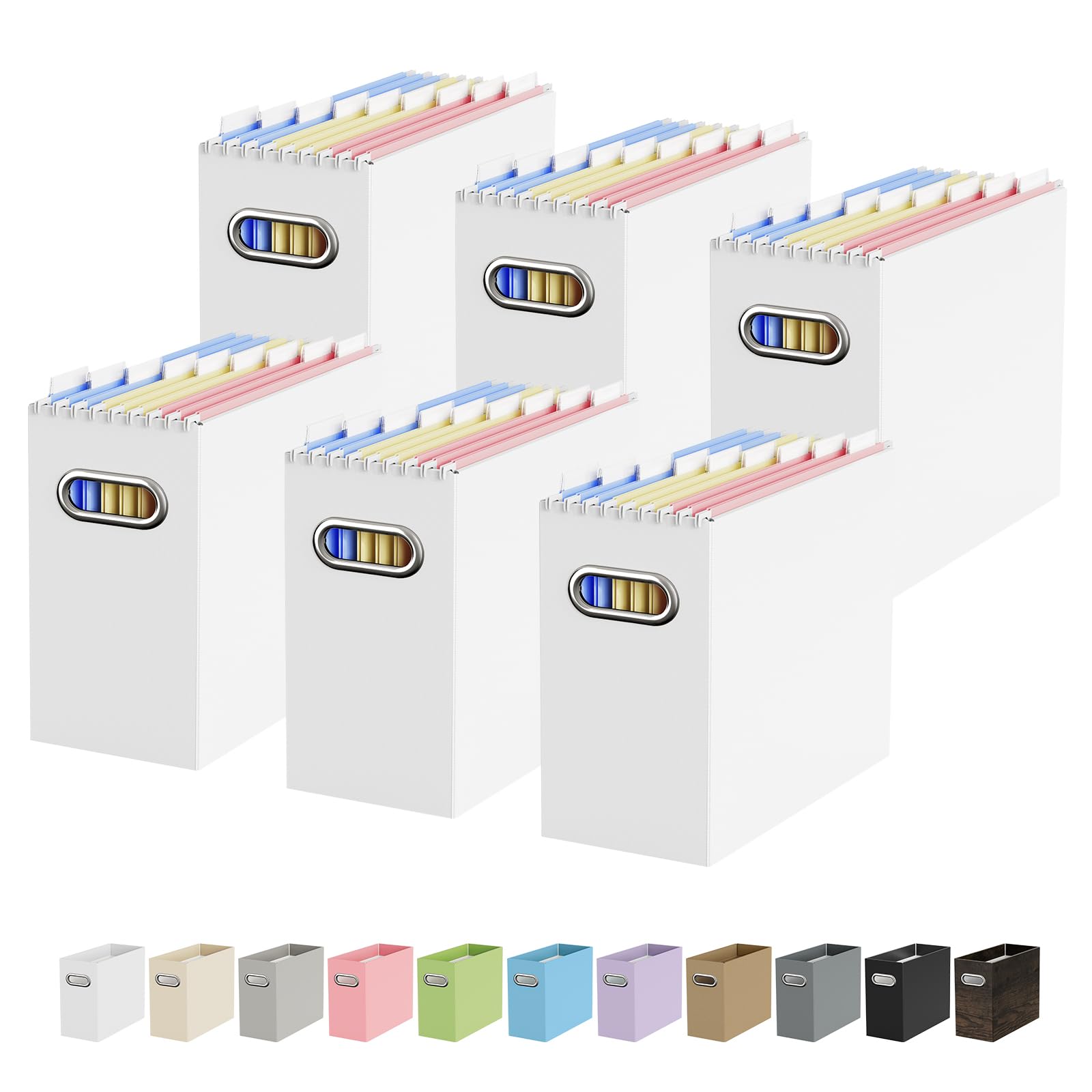 Oterri Cardboard File Organizer Box for Hanging File Folders Letter Size,File Box for Computer Desk,File Cabinet,Working Home,Office,Classroom (White,